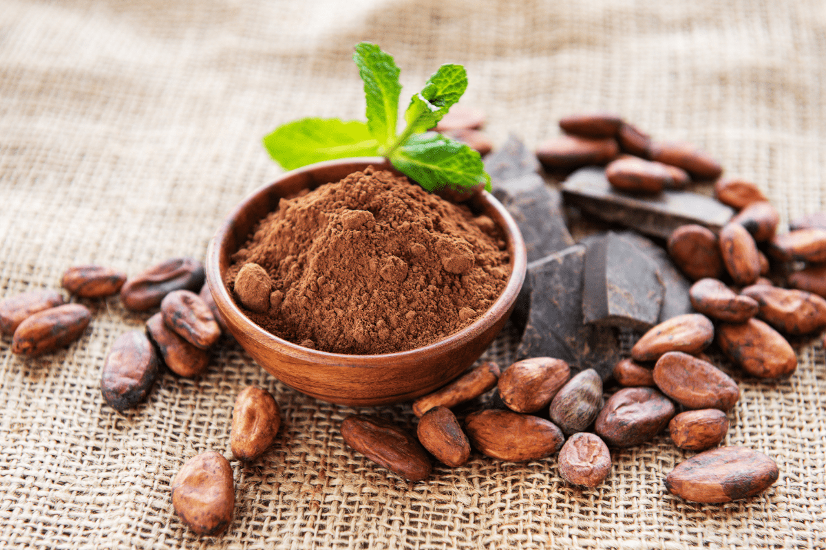 ceremonial cacao beans powder